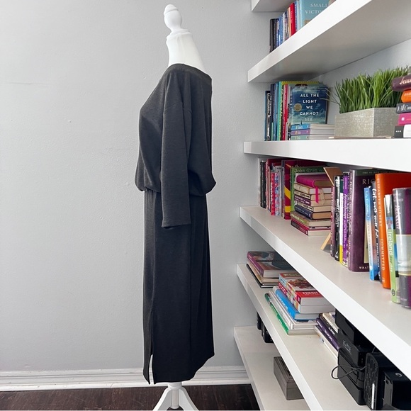 Anthropologie Grey Column Boat Neck Midi Dress Size Medium M - Picture 4 of 12